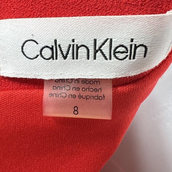 Calvin Klein Womens 8 Red Mock Neck Maxi Dress Tie Minimalist Fairy Formal Event - Picture 13 of 16